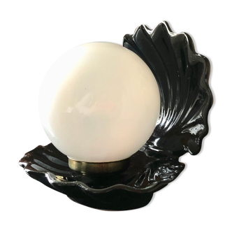 Opal globe shell lamp and black ceramic