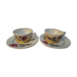 Two cups and saucers Digoin Sarreguemine