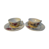 Two cups and saucers Digoin Sarreguemine