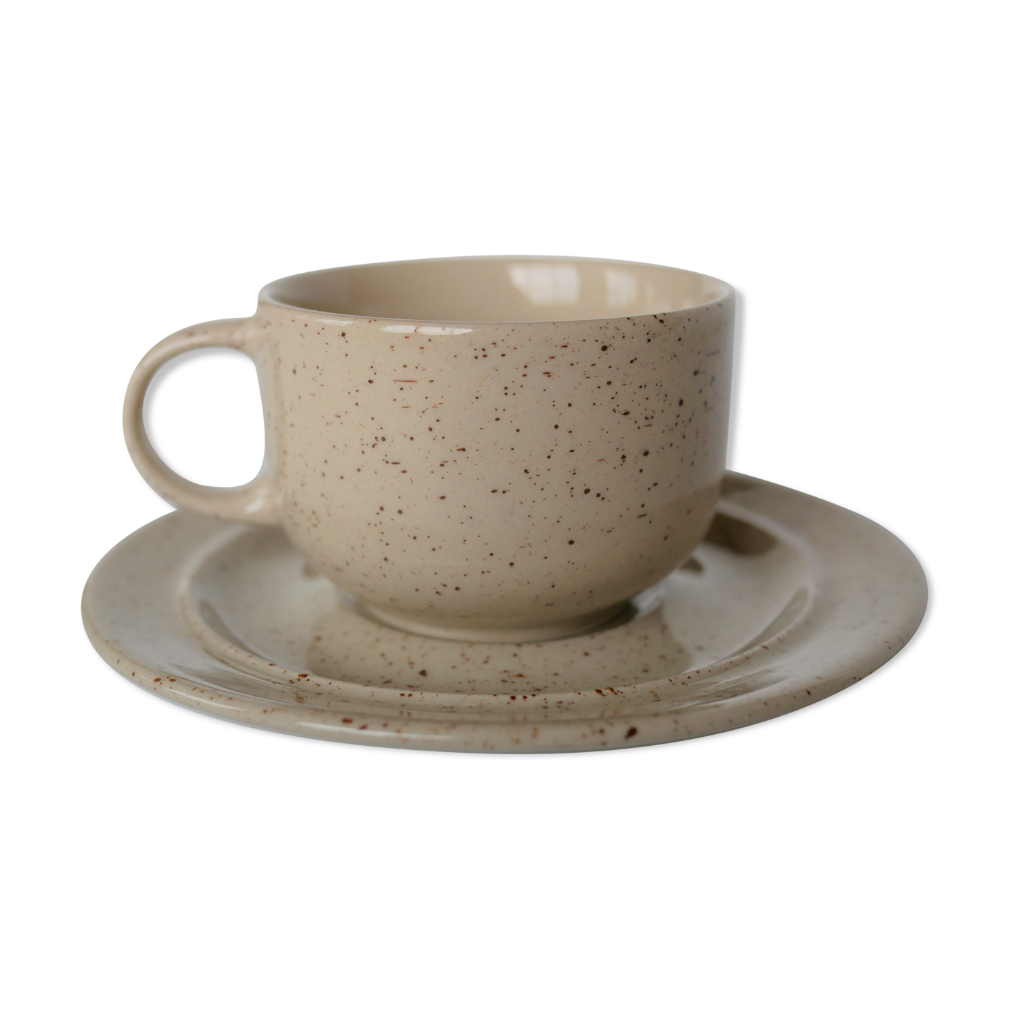 Coffee cup and vintage pyrity sandstone subcup