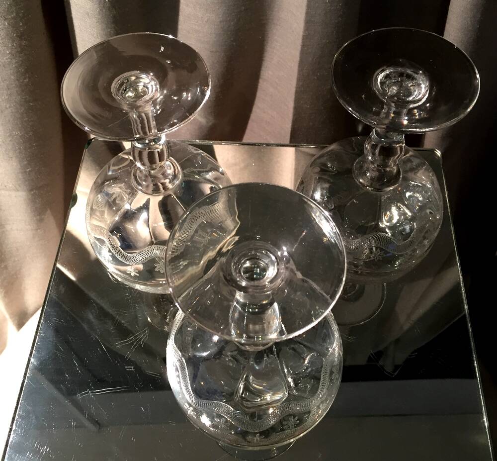 Set of 3 vierzon crystal glasses emma model 1930 1940