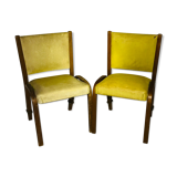 Pair of vintage Bow wood chairs for Steiner - Fabric and wood