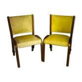 Paire de chaises vintage Bow wood pour Steiner - tissu et bois