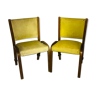 Pair of vintage Bow wood chairs for Steiner - Fabric and wood