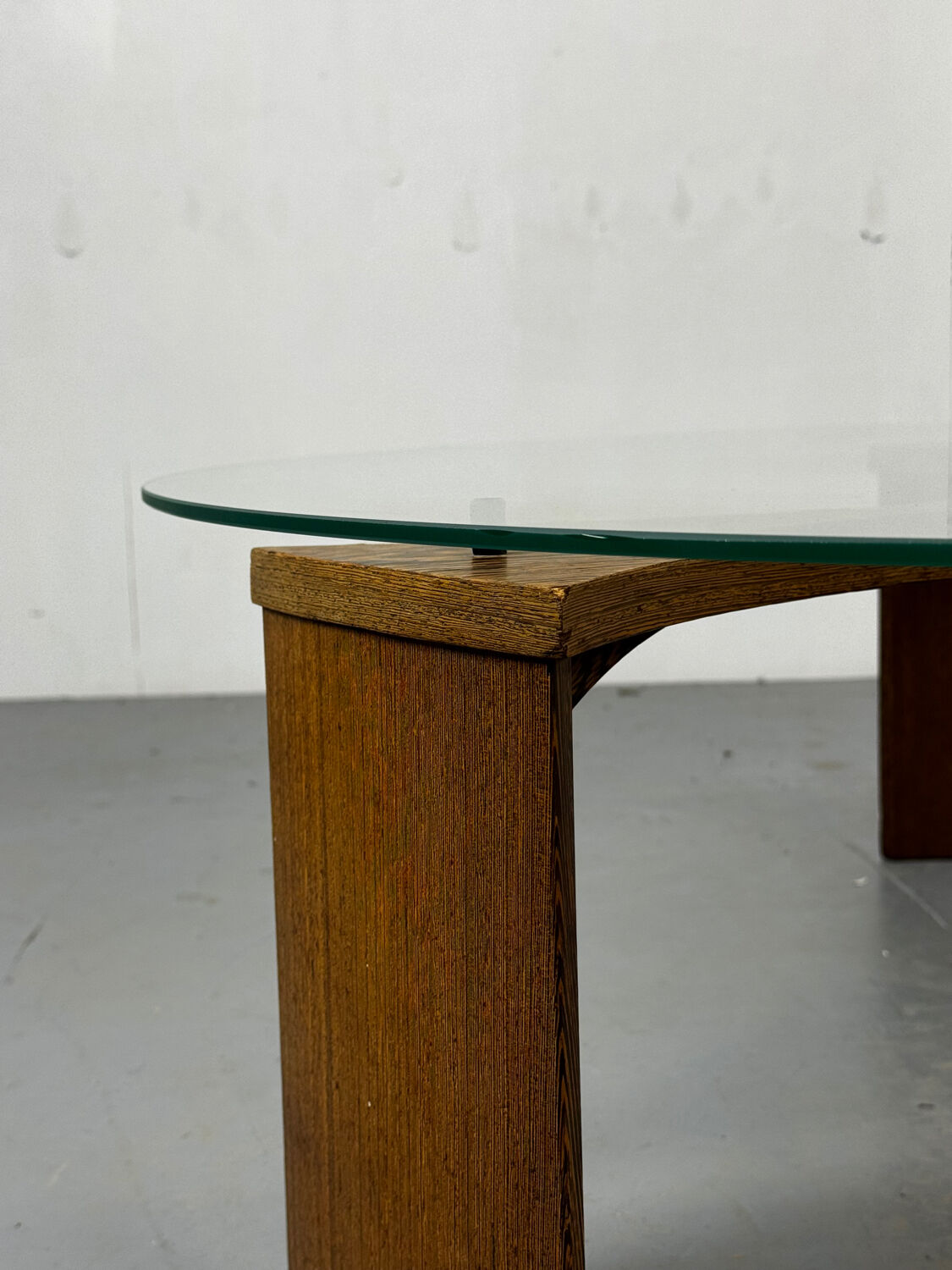 Mid-Century Modernist Wenge and Glass Round Coffee Table, 1970s