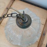 Vintage frosted blown glass pendant light