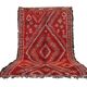 Tapis marocain vintage rouge 220 x 356 cm - Tapis en laine berbère rare - Tapis fait main