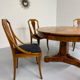 Set of 4 walnut/burl wood chairs, Art Nouveau, early 20th century