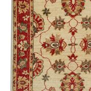 Red beige wool rug handmade oriental carpet traditional living room rug- 86x123cm
