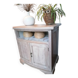 Low furniture refurbished in bleached wood