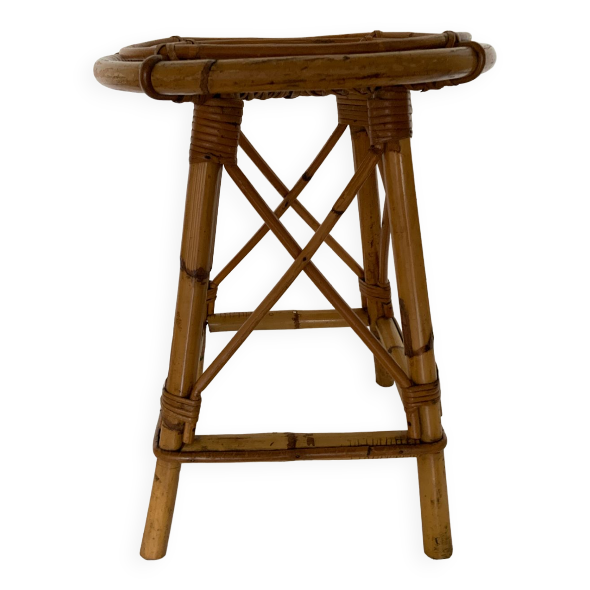 Selency rattan stool x Monoprix Croisé Laroche