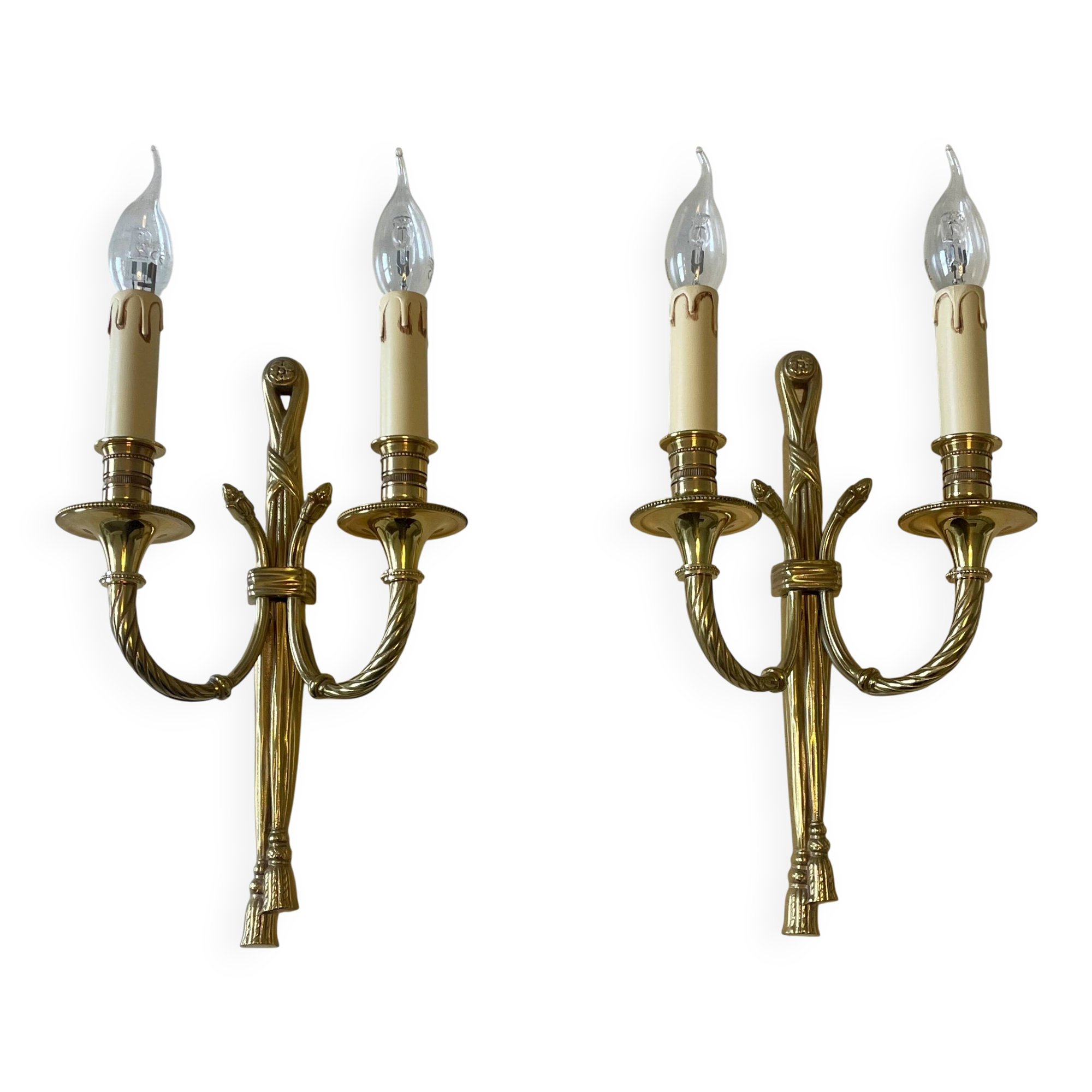 Pair of wall sconces Lucien Gau Paris model 16642