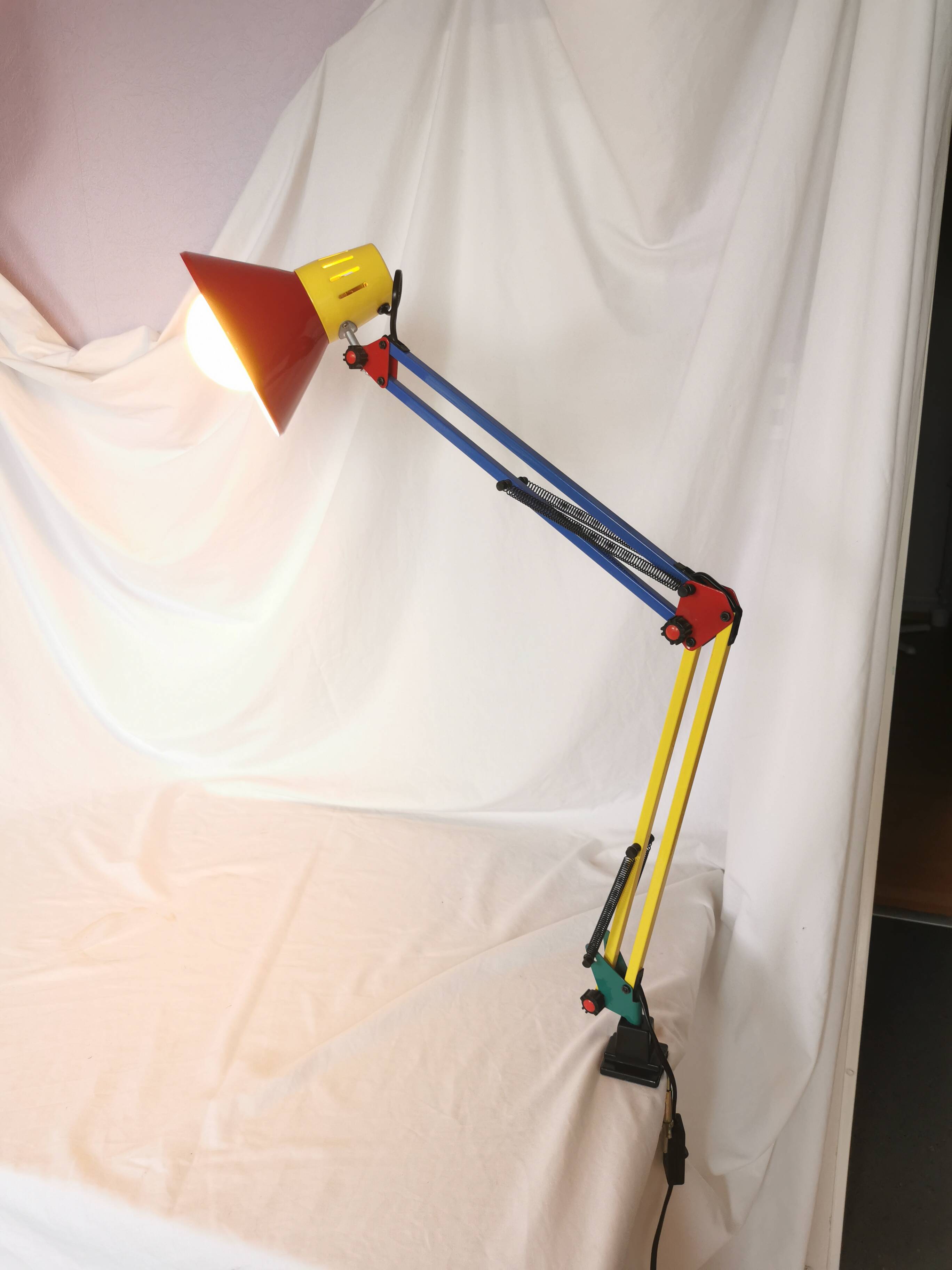 Architect lamp, articulated, multicolor, postmodern, 1980