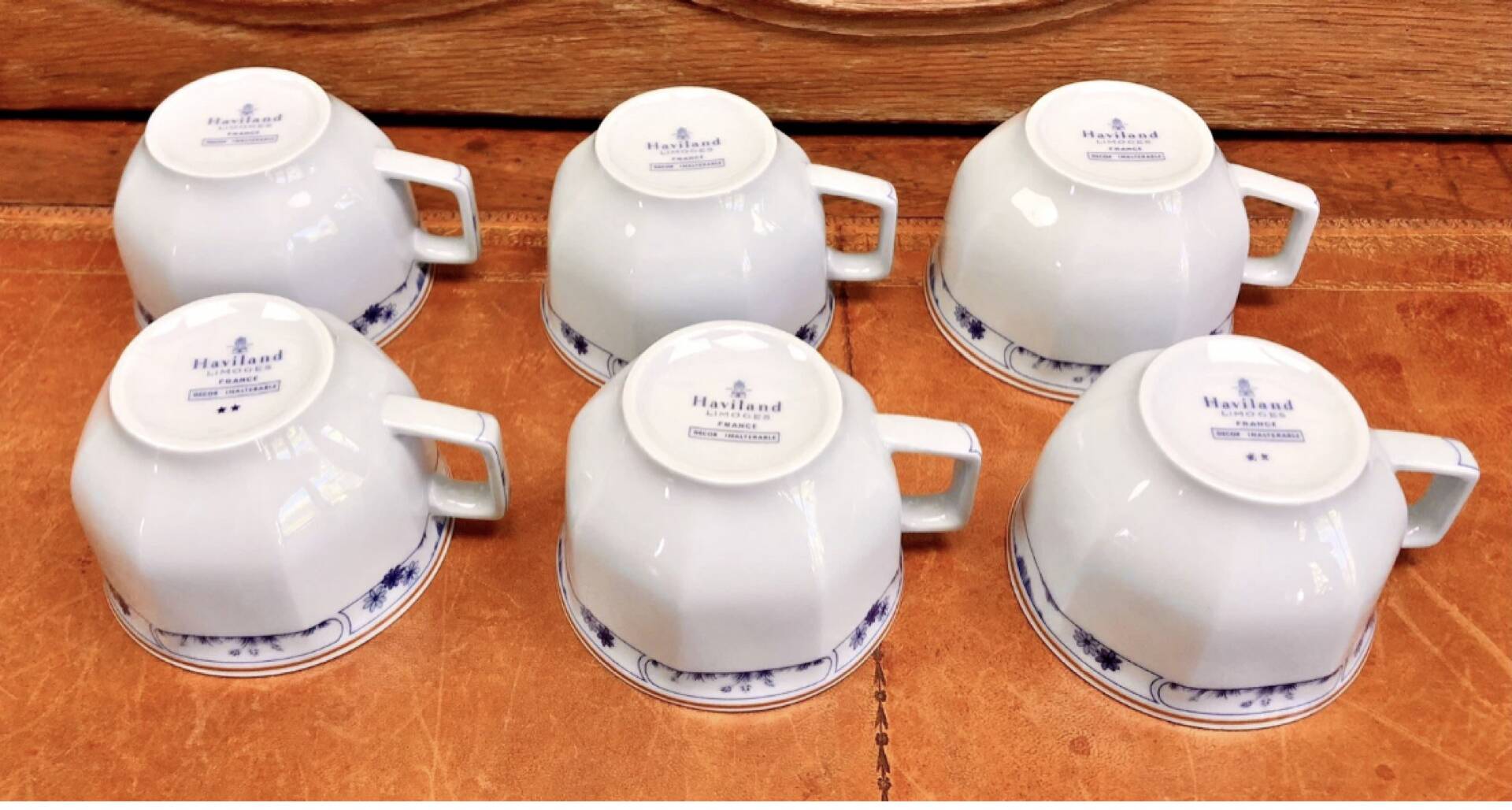 6 octagonal tea cups and saucers porcelain Haviland Limoges
