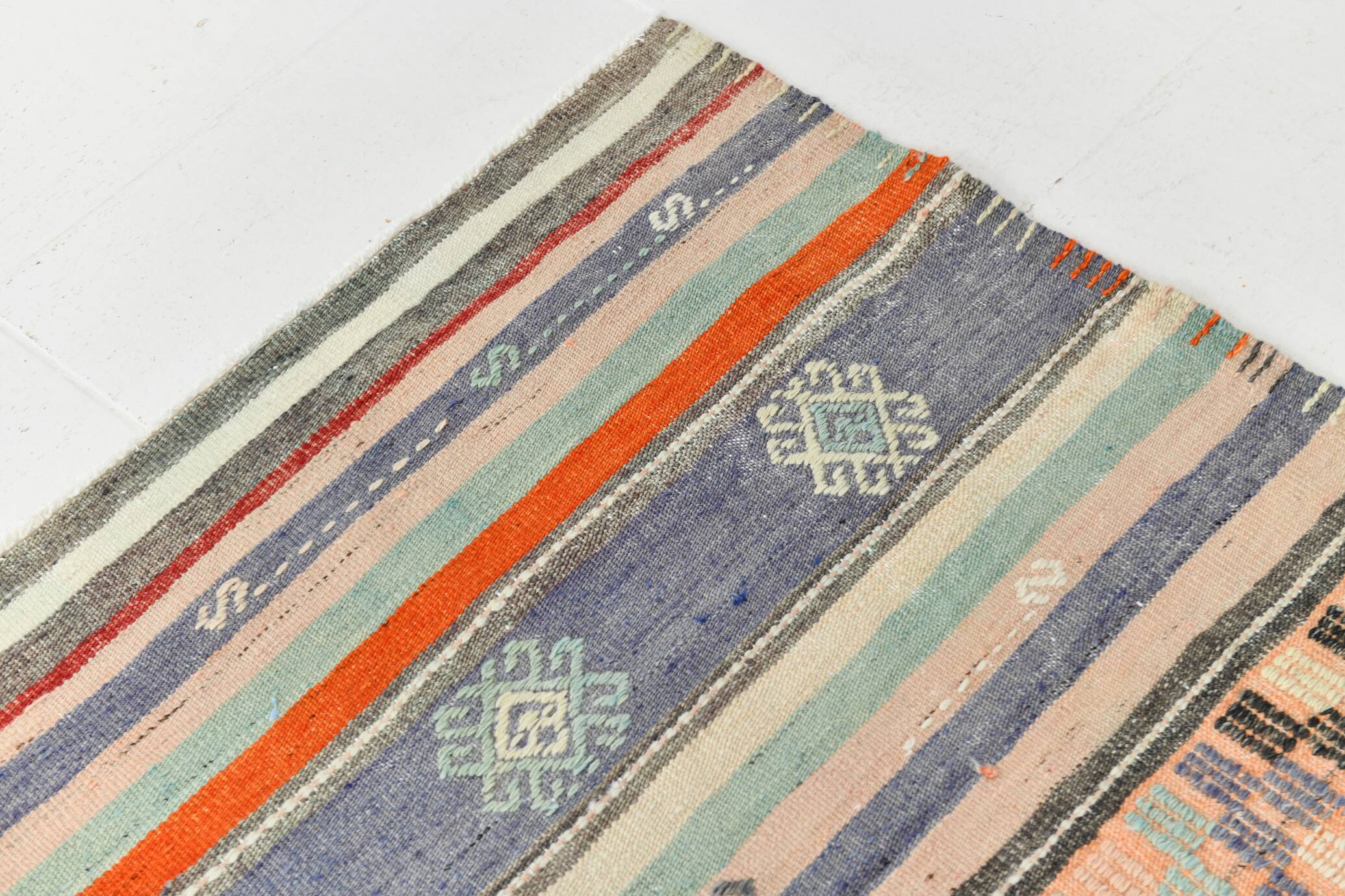 6x12 Pale Orange Green Handmade Vintage Rug, 174x359Cm