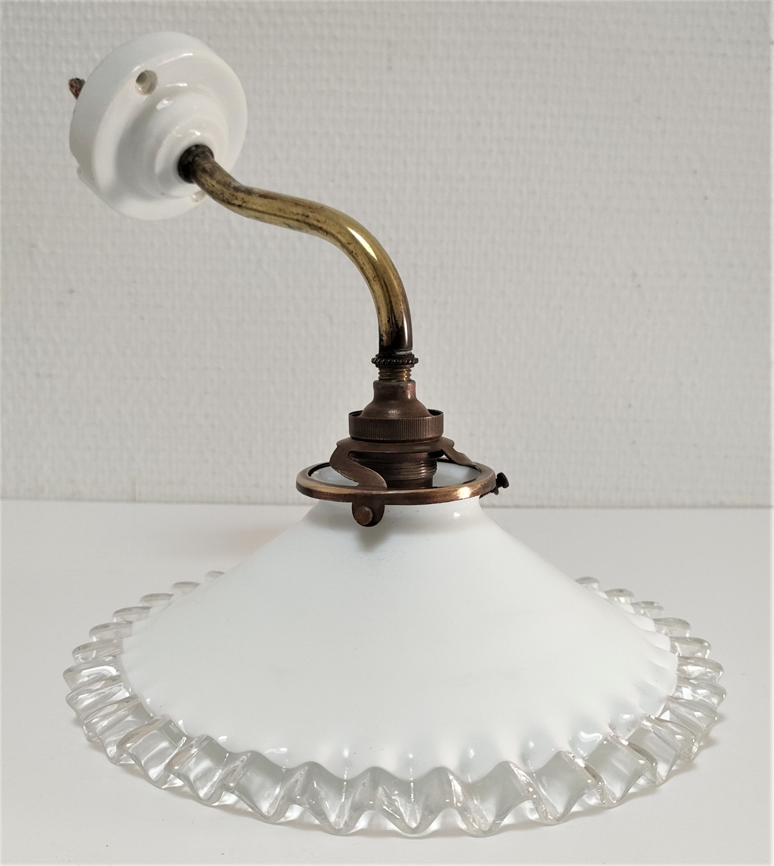 Opaline porcelain brass wall lamp early twentieth century