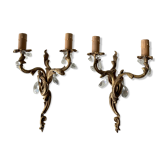 Paire d’appliques bronze et pampilles
