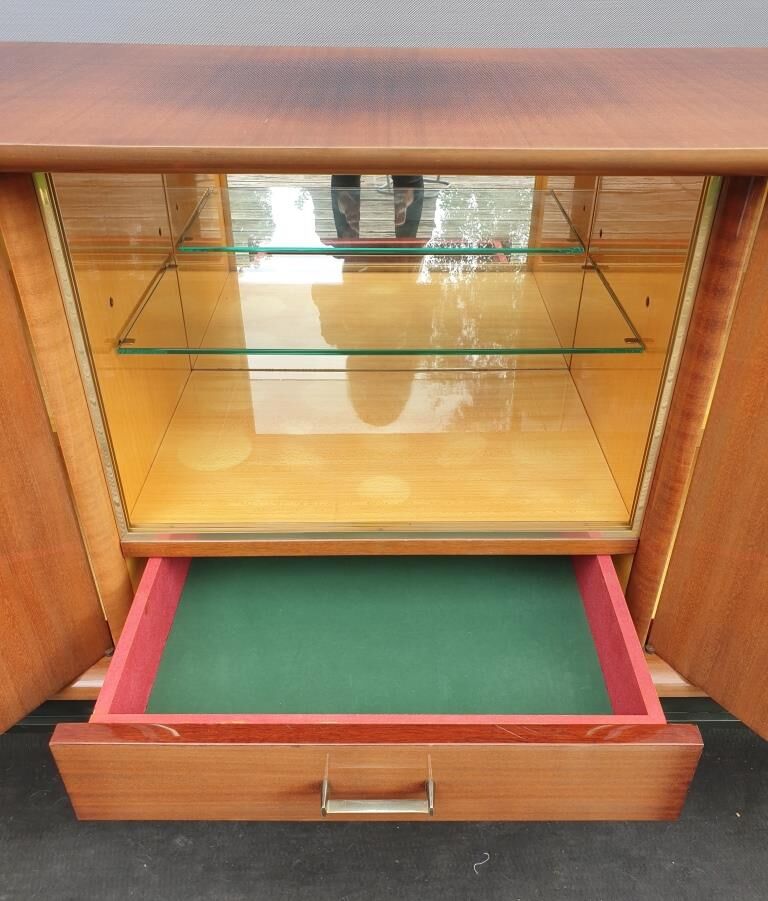 Enfilade laque noire et teck Ameublement NF 1960