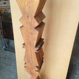 Brutalist ethnic sculpture / Totem, solid wood on base