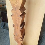 Brutalist ethnic sculpture / Totem, solid wood on base