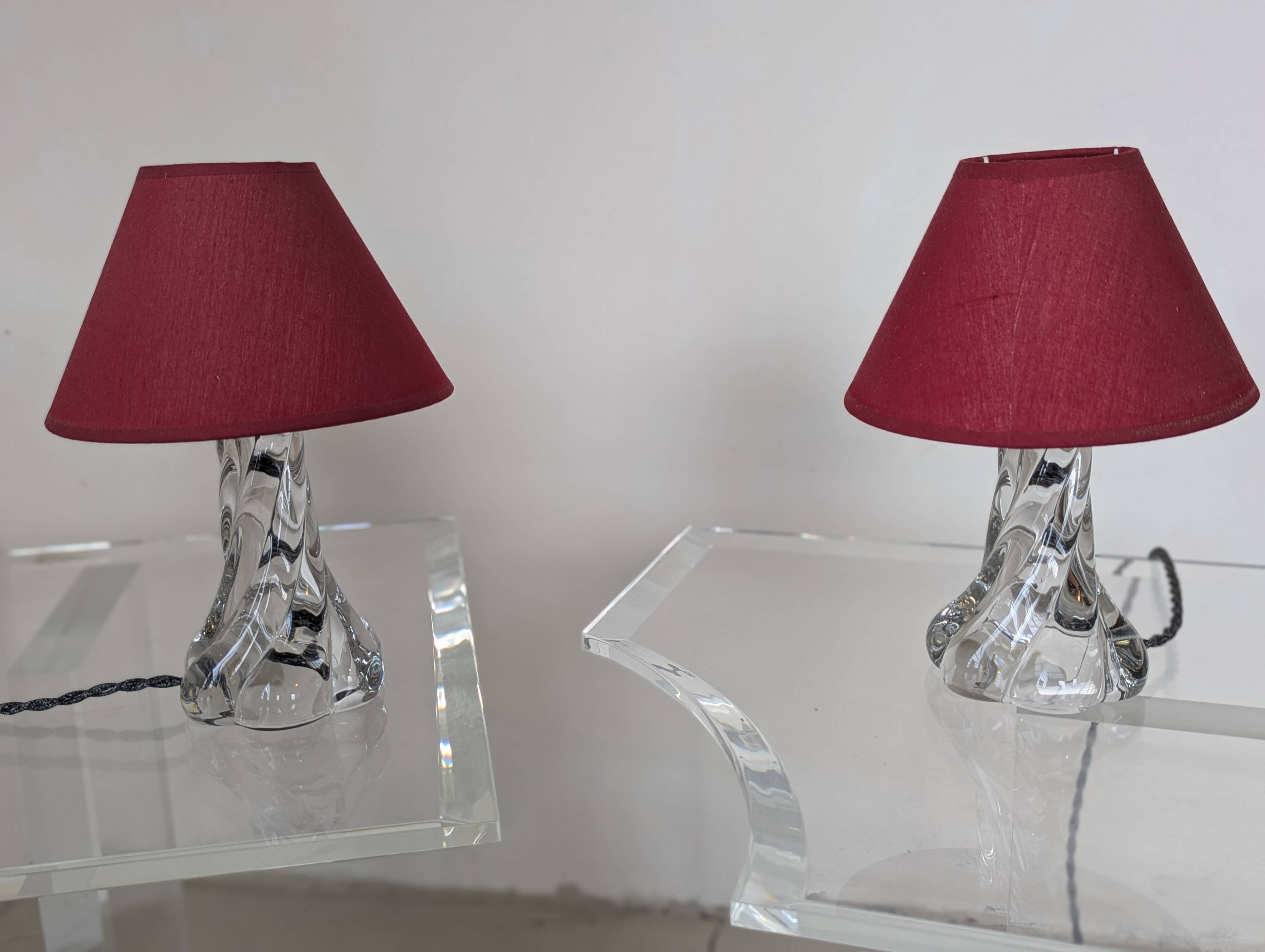 Pair of crystal bedside lamps