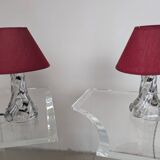 Pair of crystal bedside lamps