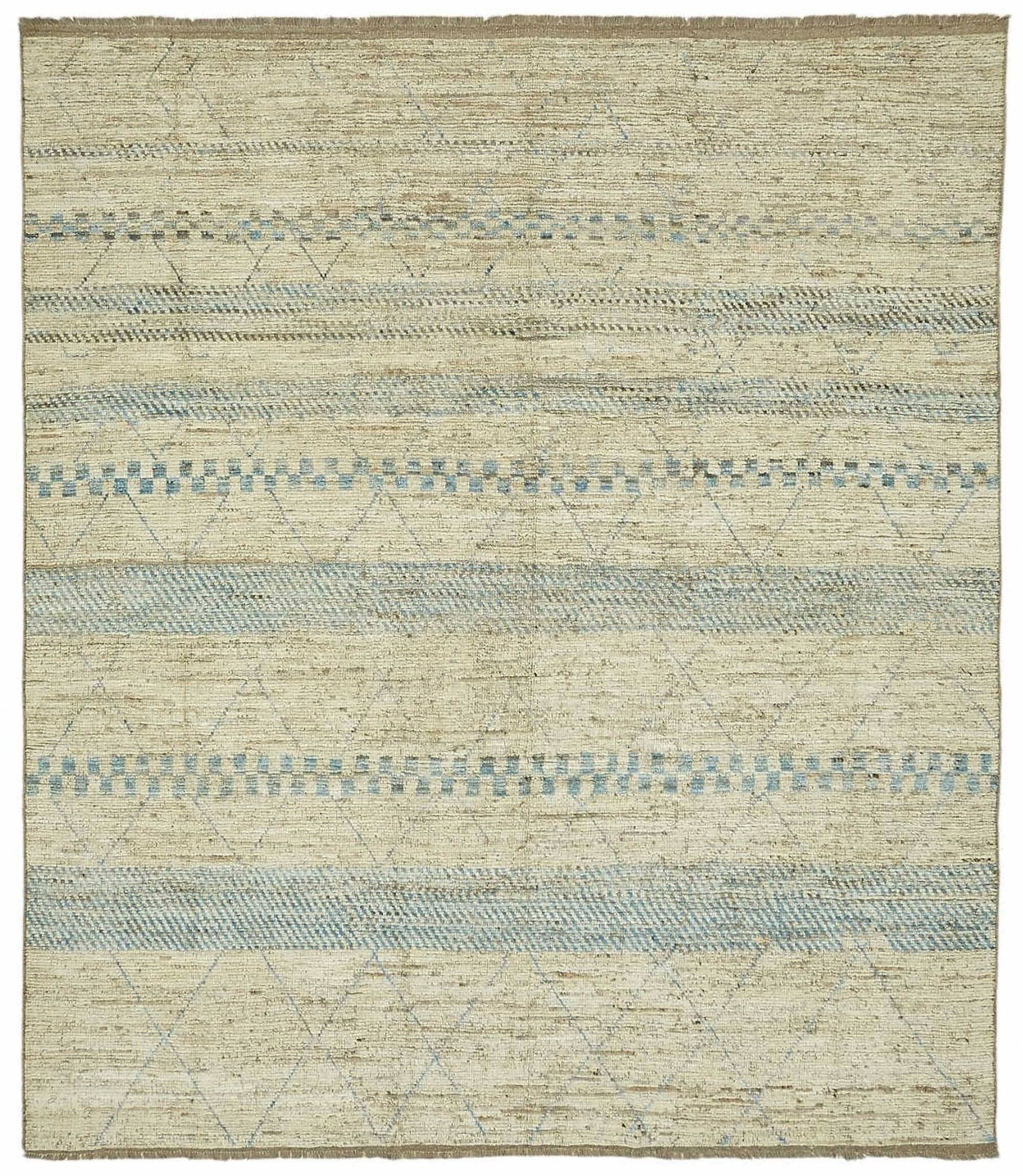 Handwoven Tribal One of a Kind 253 cm x 299 cm Beige Wool Carpet