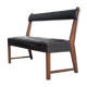 Antique wood bench and black imitation leather
