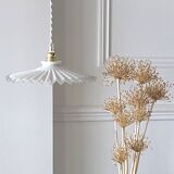 Pleated opaline pendant light