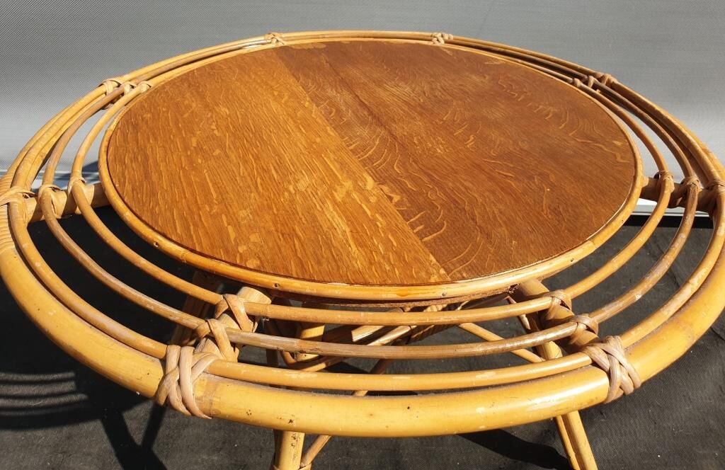 Bamboo and rattan side table