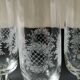 Set of 5 Champagne Flutes. Crystal glass. Empire style. Floral motifs.