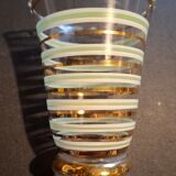 Vintage vase with green and gold trim.