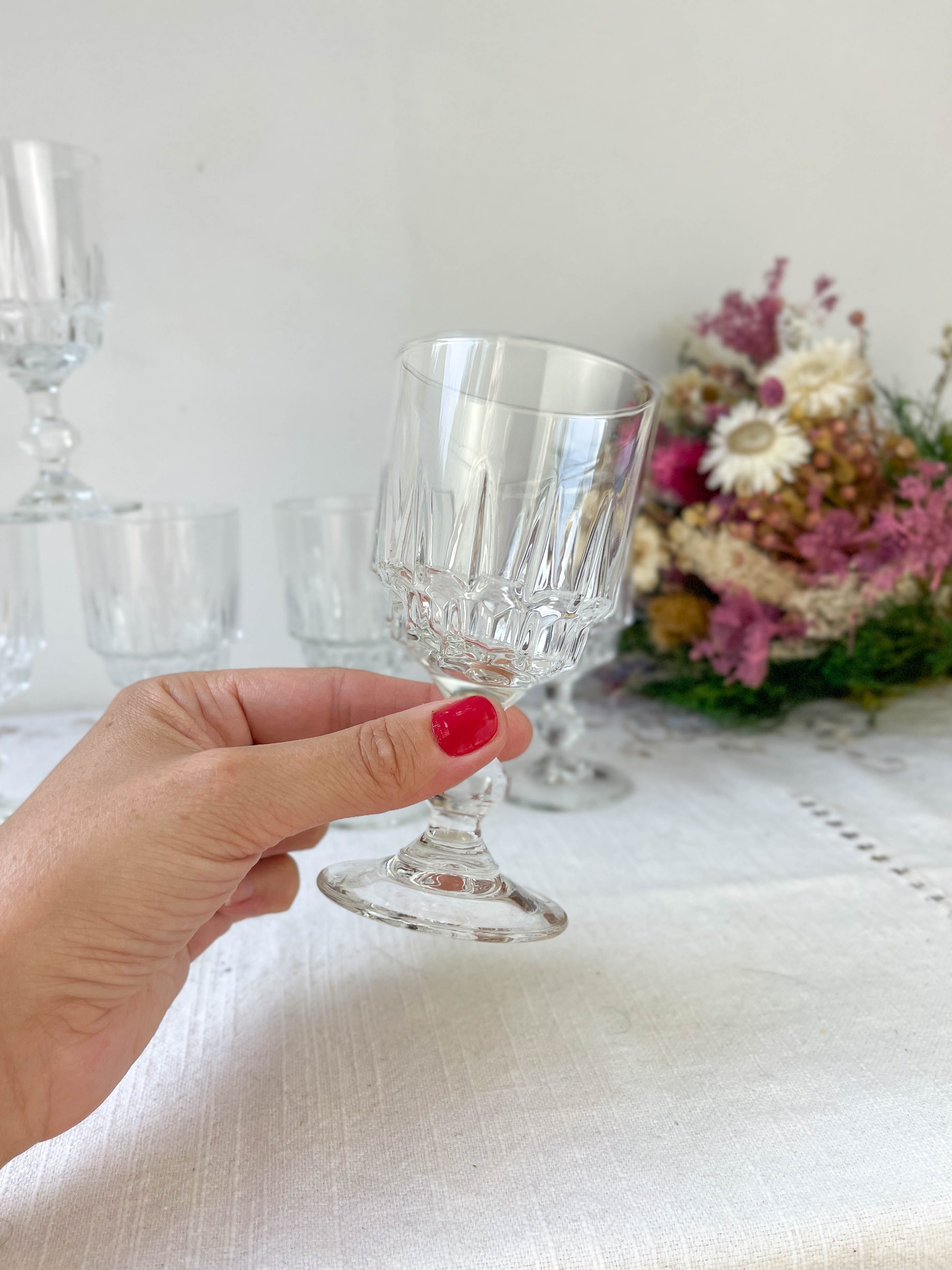 6 verres à vin blanc luminarc modèle lance, 1970 made in france