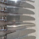 11 silver-plated dessert knives, Ercuis goldsmith, Roses model, Louis XVI style