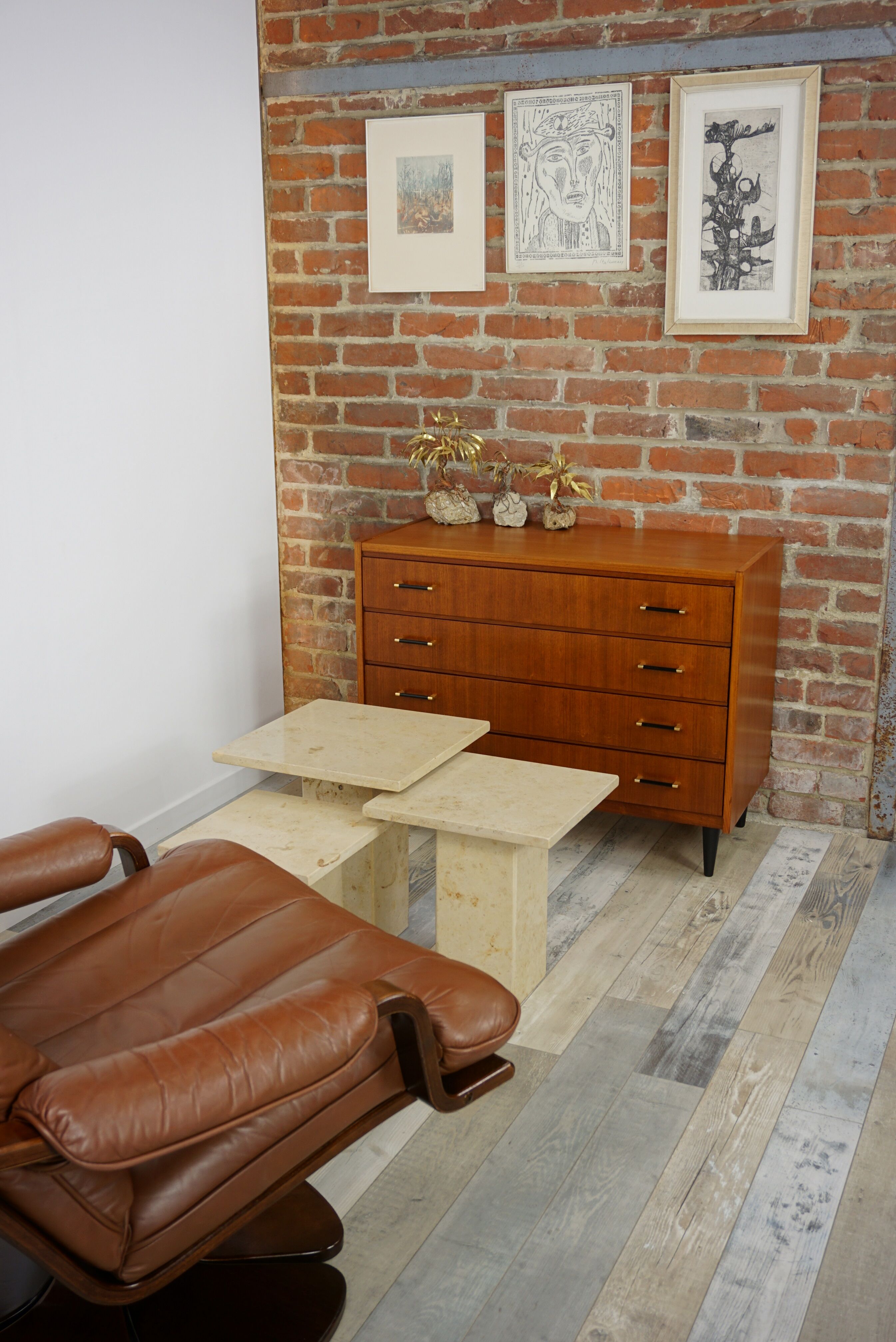 60s teak and brass chest of drawers