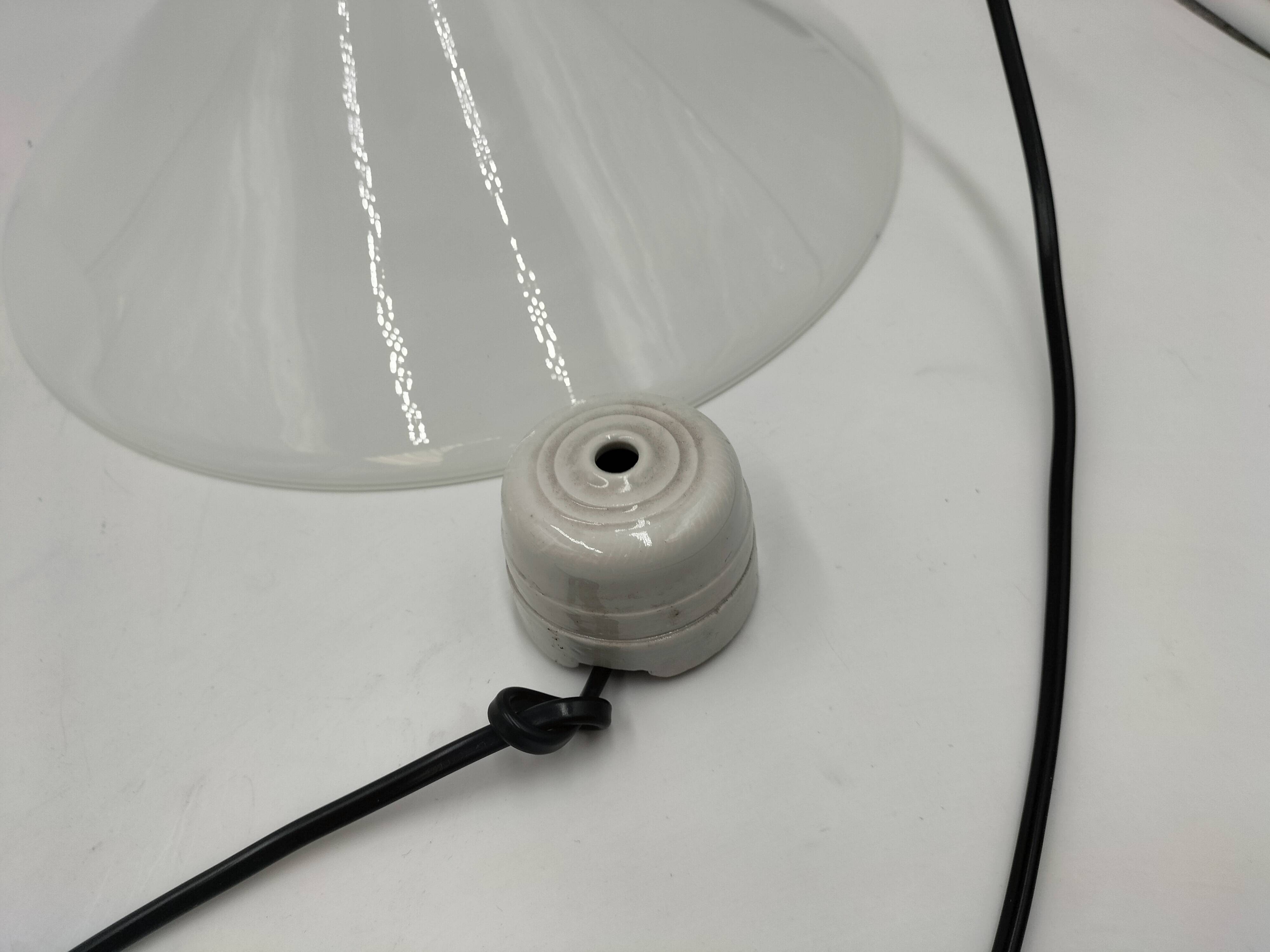 Pair of opaline pendant lights