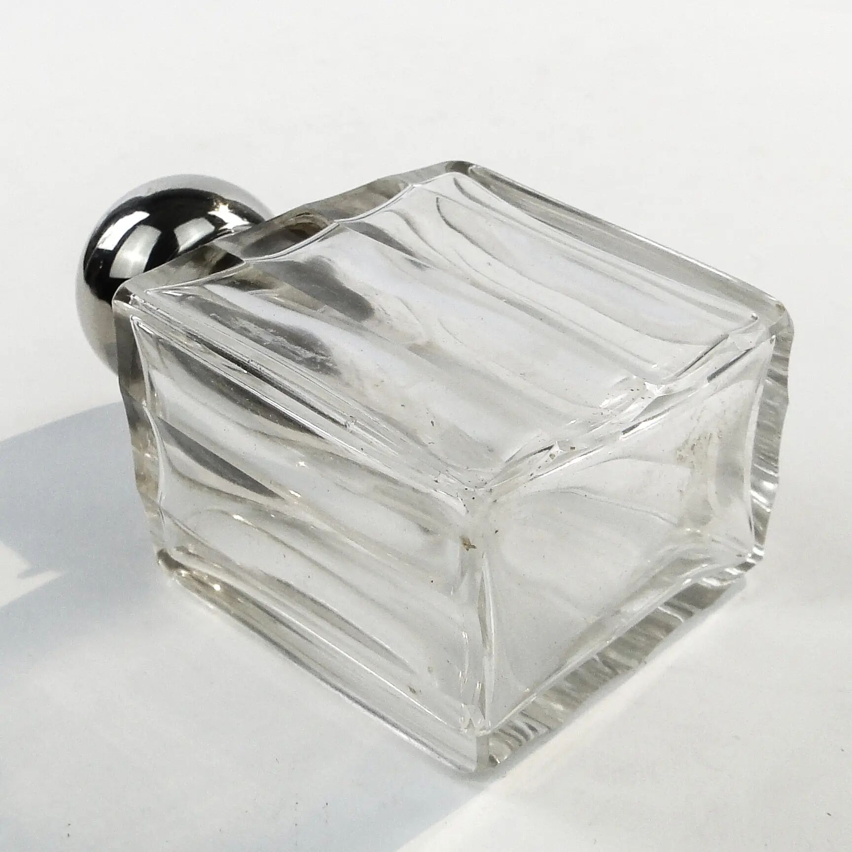 Art Deco hip flask, crystal, France, 1930s