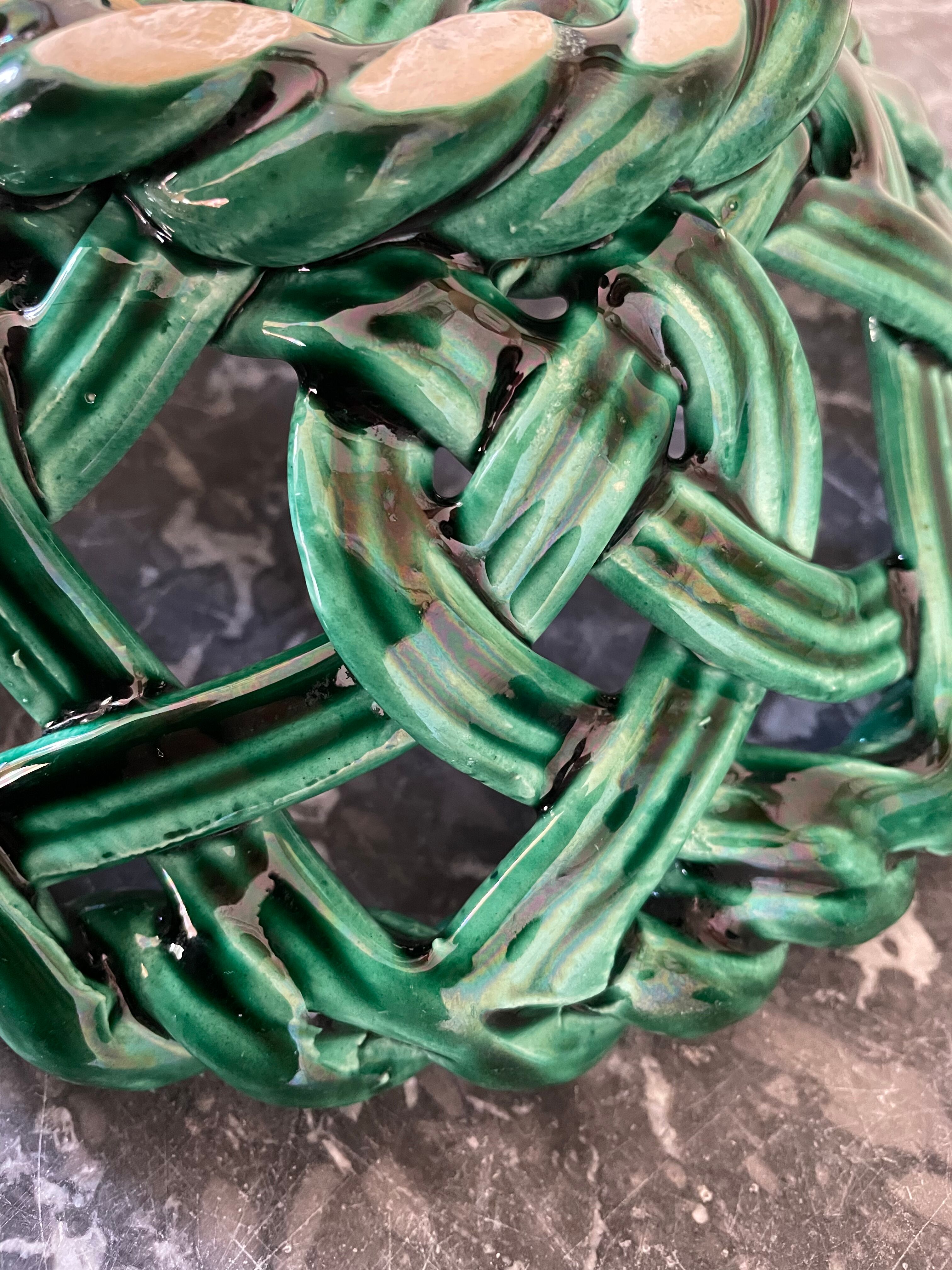 Braided earthenware basket