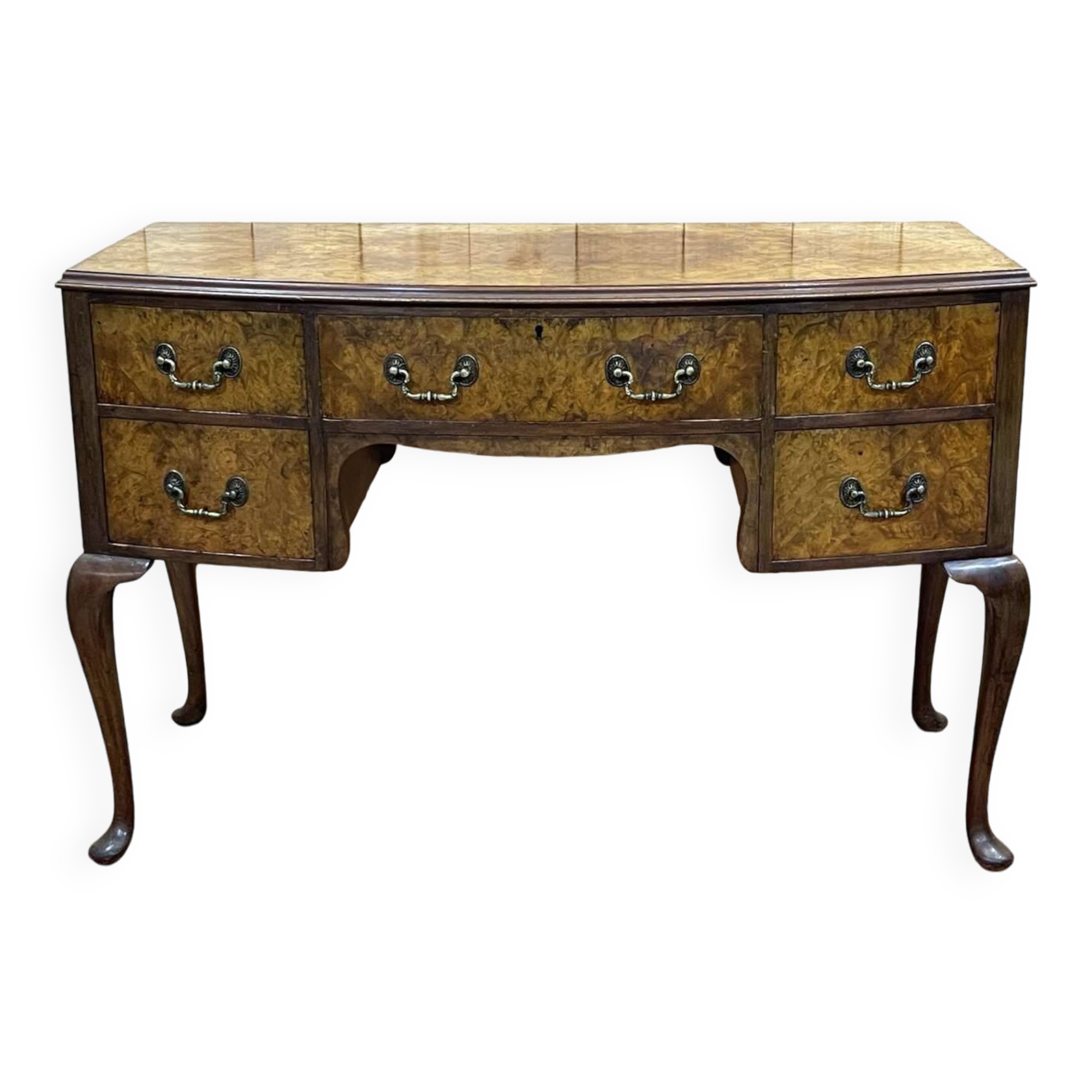 1930s Chippendale Burl Walnut Desk