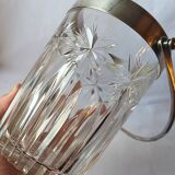 Cut crystal ice bucket, silver-plated metal, marked, cooler service.