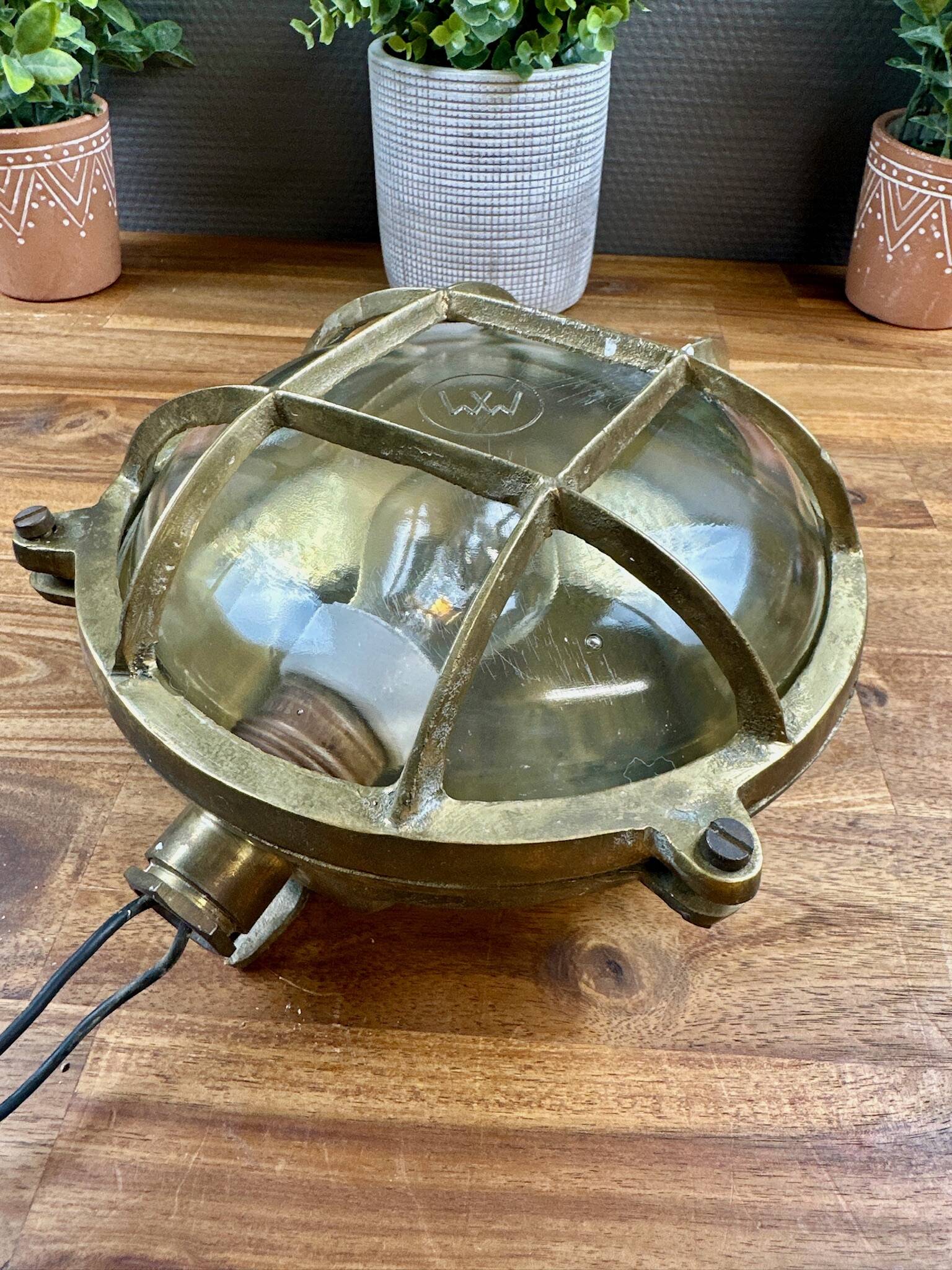 Vintage industrial brass clock – maritime/workshop style