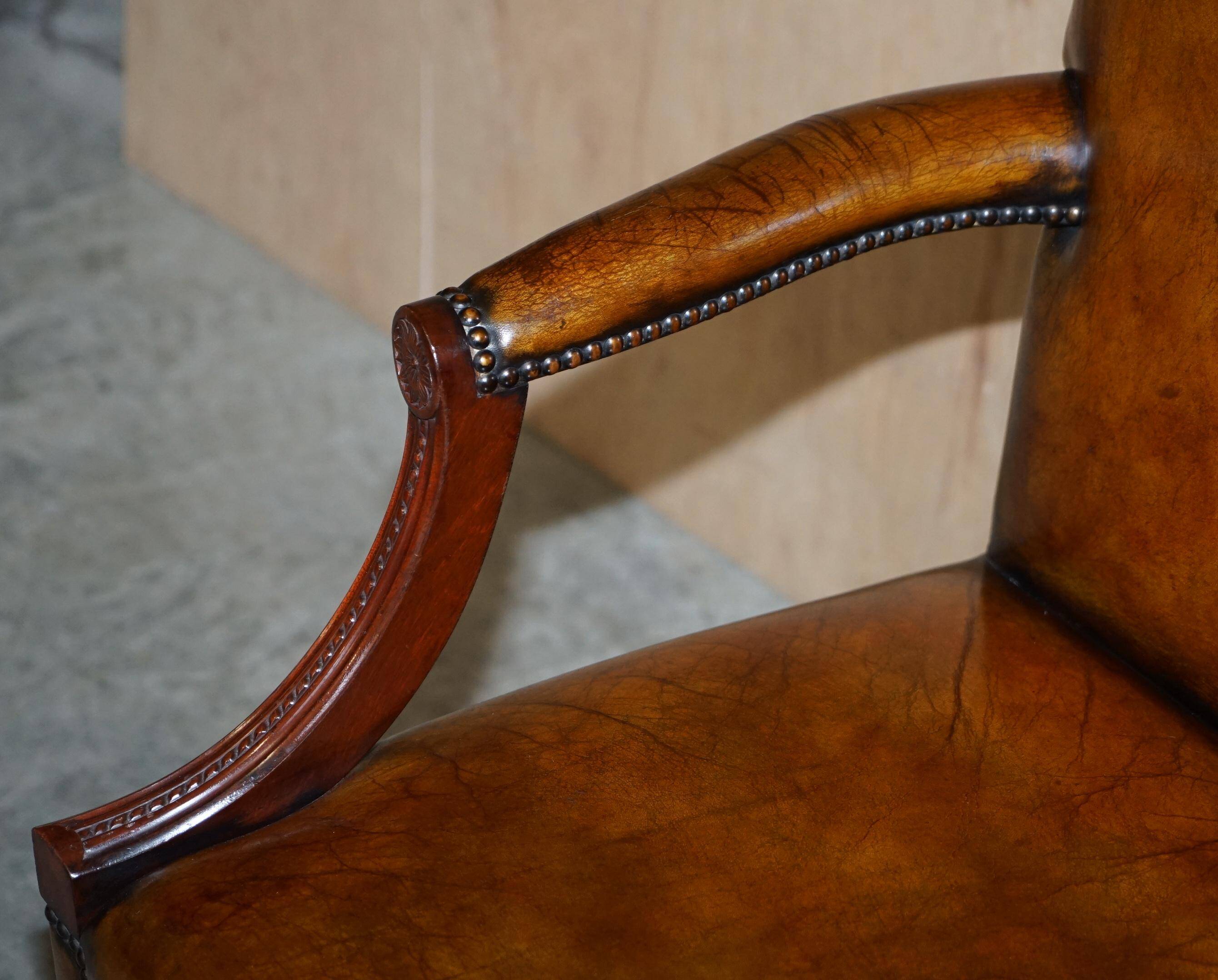 Restored vintage executive chair, leather, oak frame.