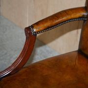 Restored vintage executive chair, leather, oak frame.