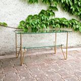 Glass and gold metal coffee table, 1960s
