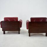 Pair of vintage leather armchairs , Czechoslovakia 1970s