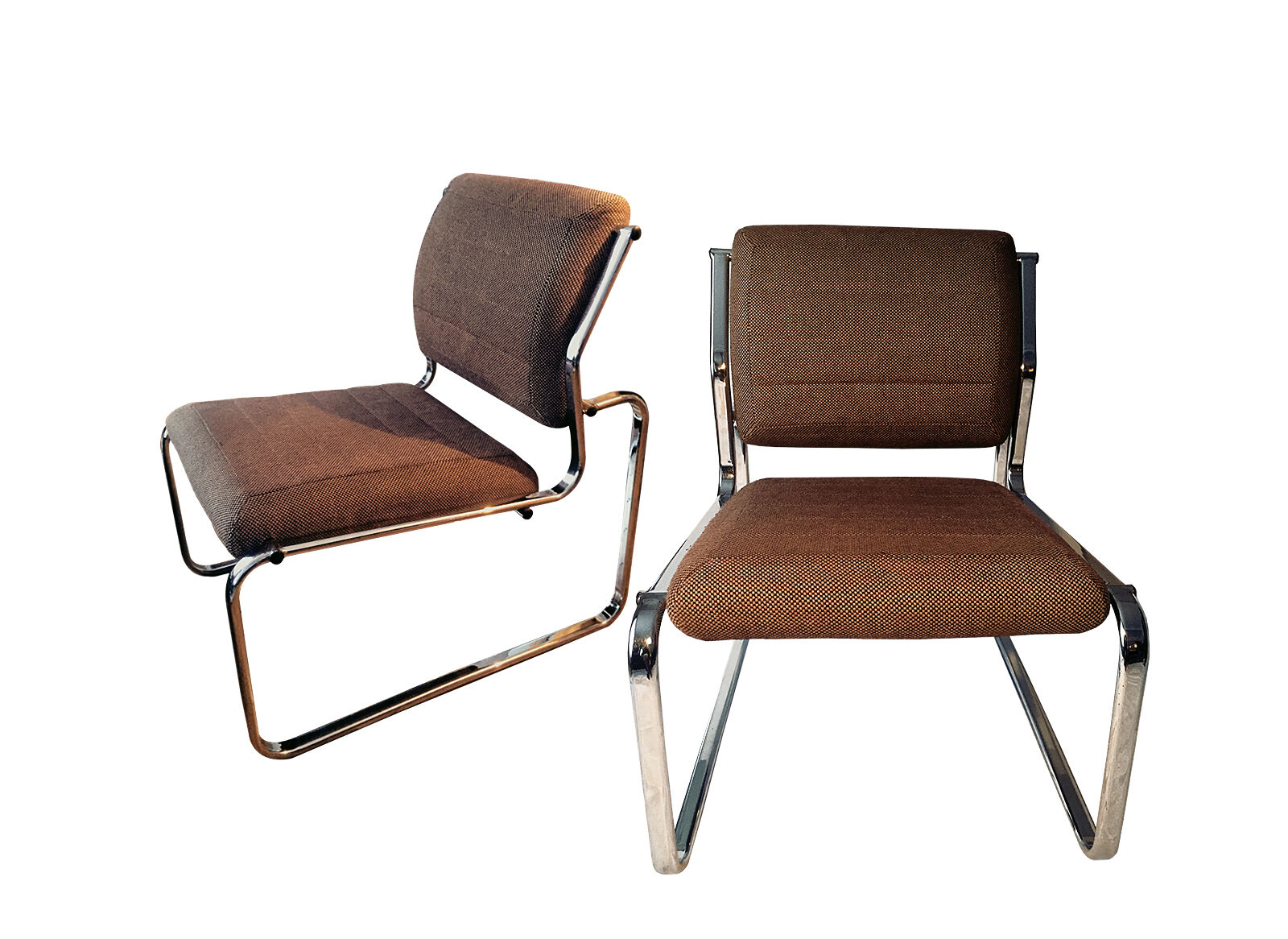 Atal wool and chrome chairs, from the 1970s, set of 2