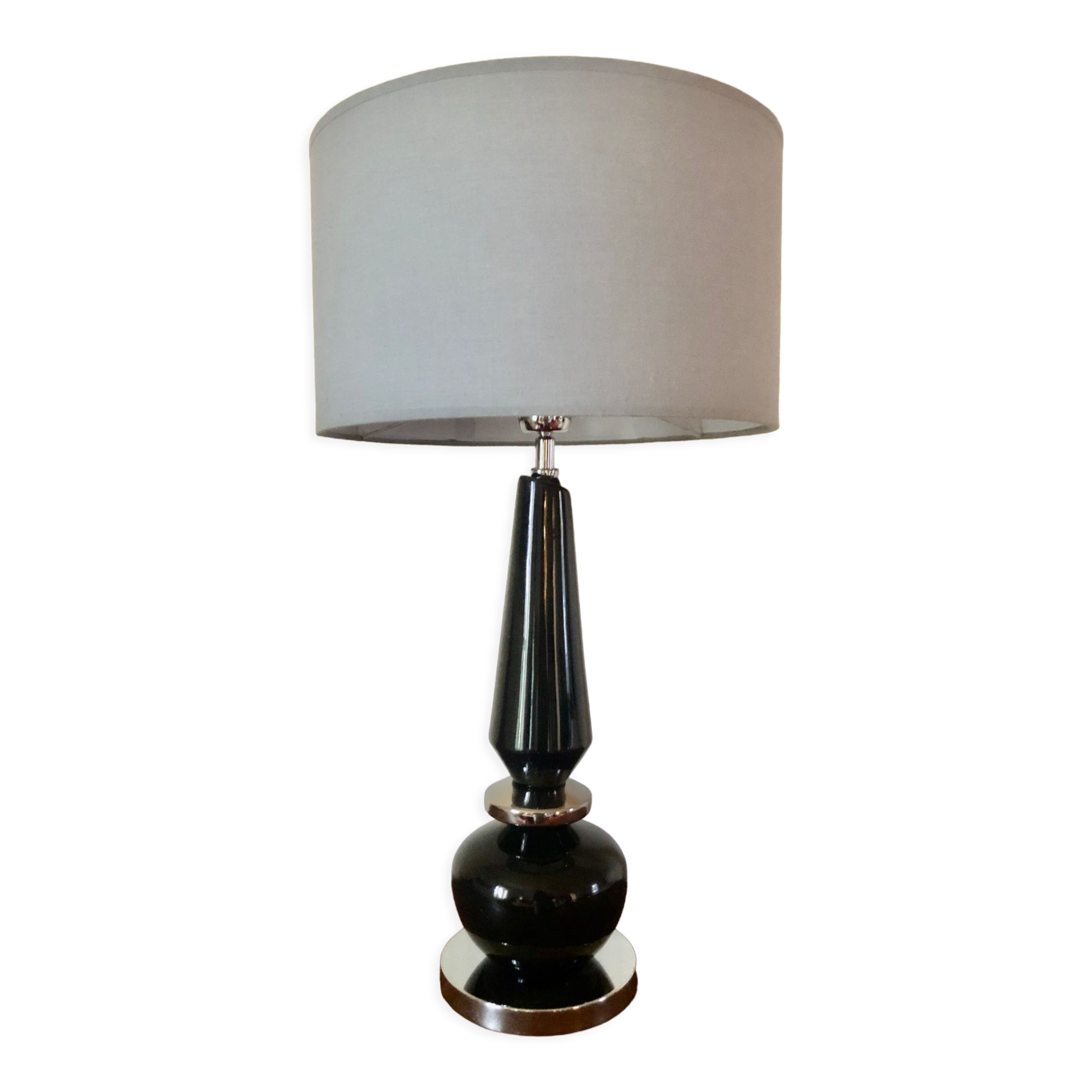 Lamp 1970 black glass and chromed metal