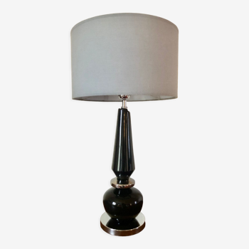 Lamp 1970 black glass and chromed metal