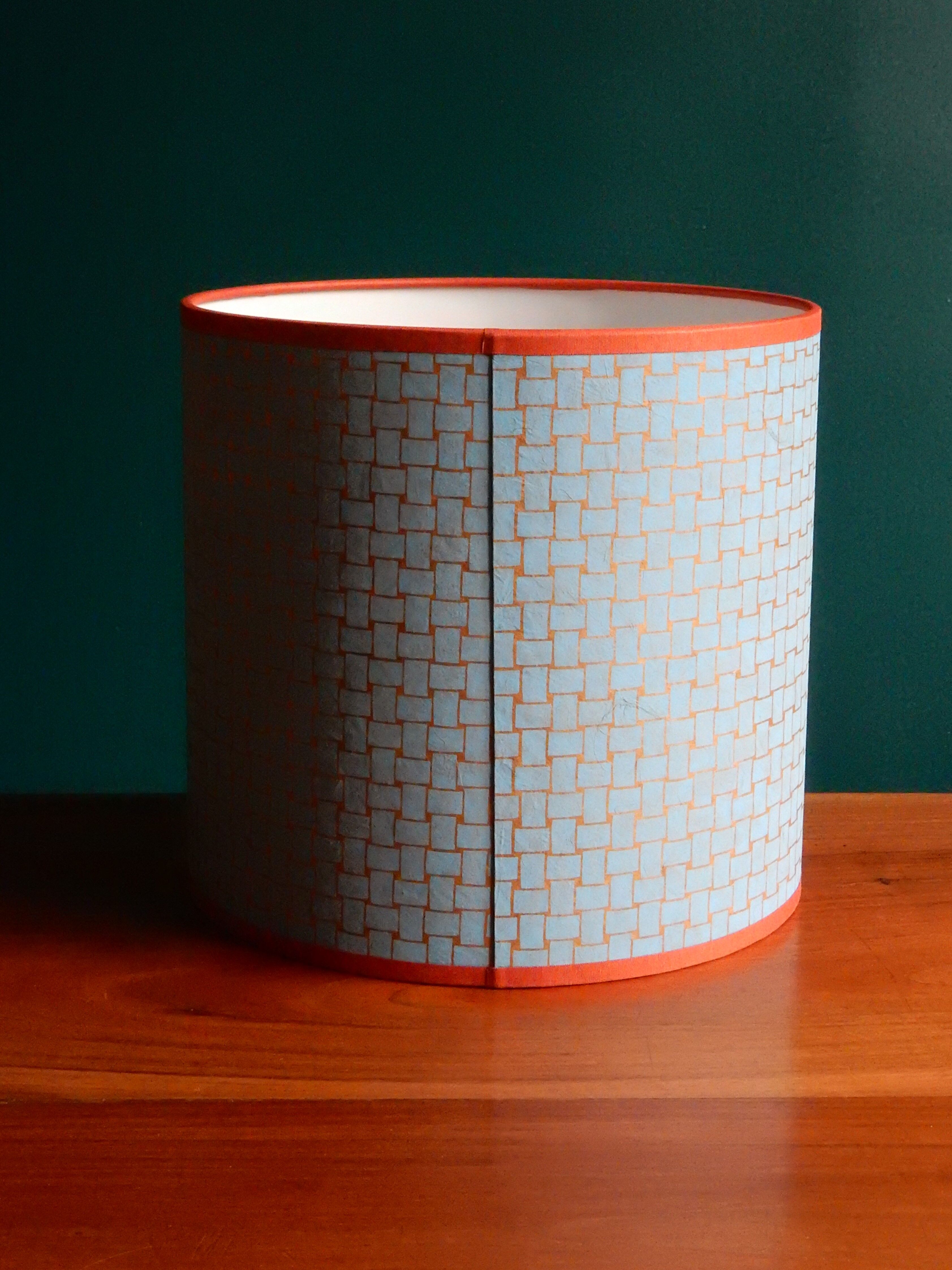 Nepalese blue and orange paper lampshade