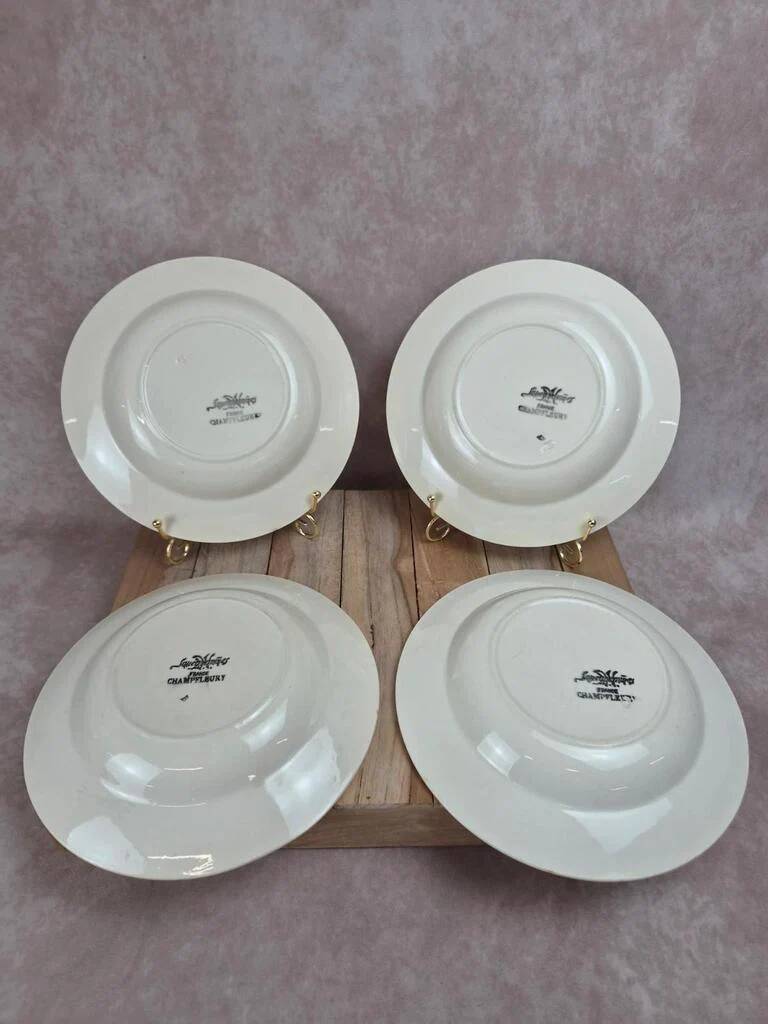 Lot de 4 assiettes creuses vintage Sarreguemines modèle Champfleury